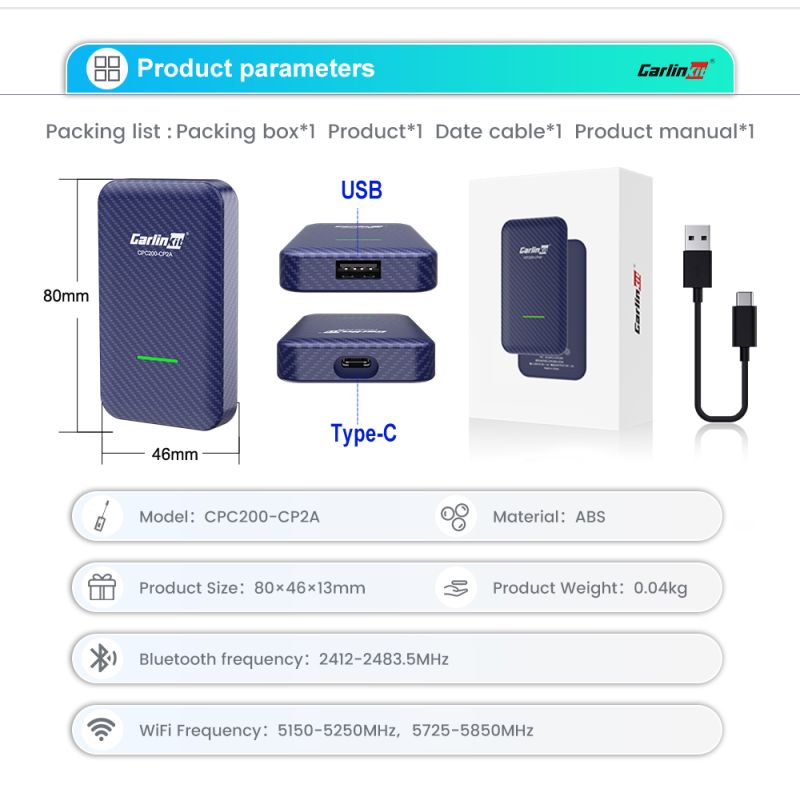 CarlinKit 4.0 Wireless CarPlay Box Plug and Play In-Car-Technologie für Audi CarPlay Intuitive Bedienung