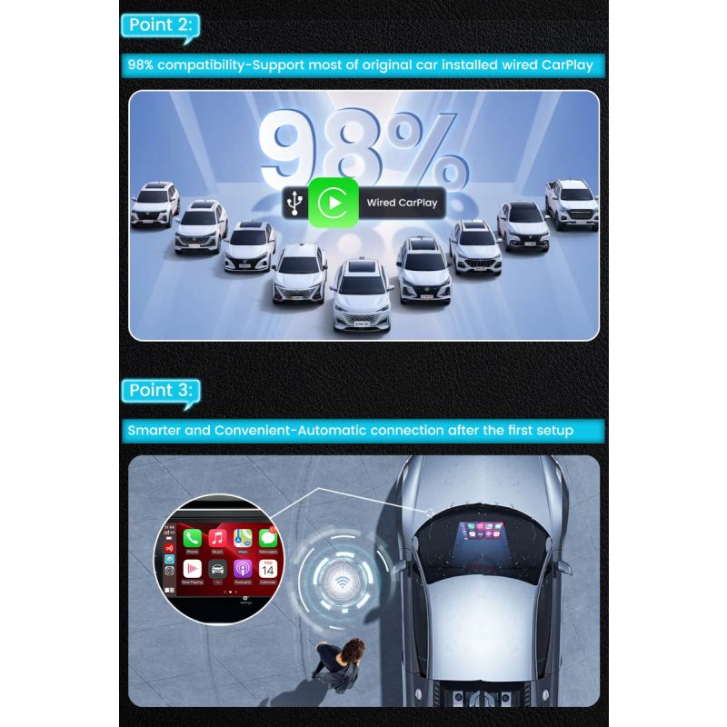 CarlinKit 4.0 Wireless CarPlay Box Plug and Play In-Car-Technologie für Audi CarPlay Intuitive Bedienung