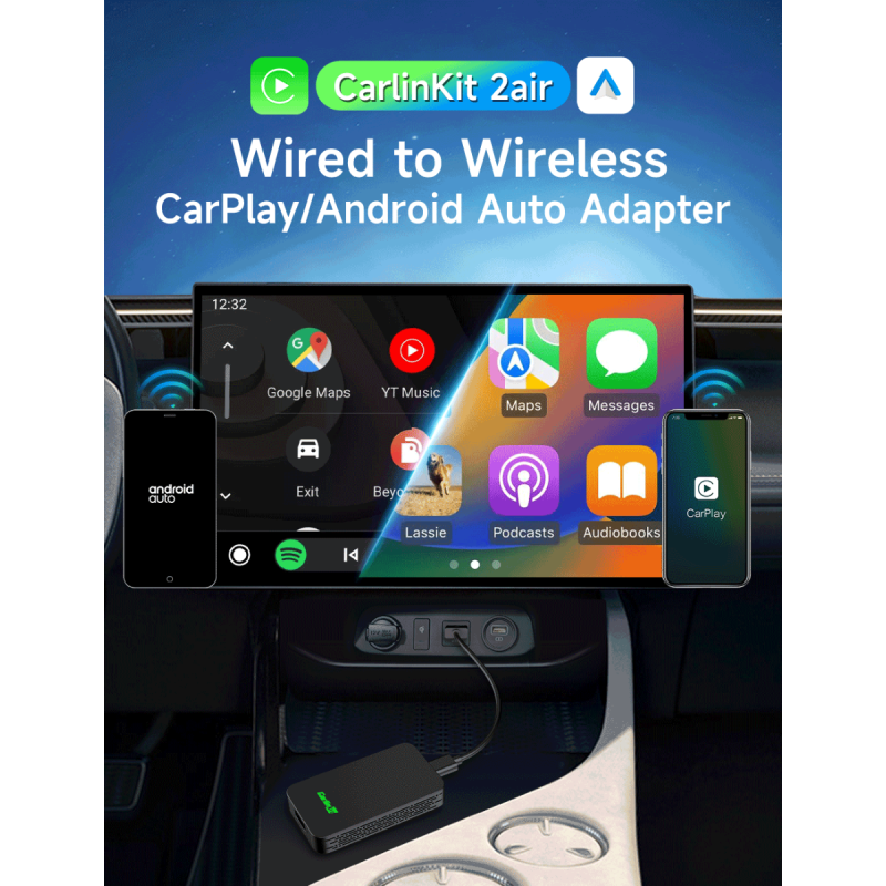 CarlinKit 2air 5.0 CarPlay Wireless Adapter für nahtlose Integration und plattformübergreifende Konnektivität