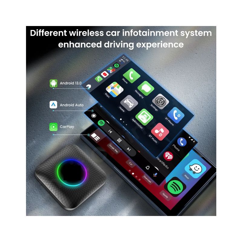 CarlinKit Smart TV Box Auto Streaming Gerät mit Android 13 Qualcomm 8-Core Prozessor YouTube Netflix Unterstützung