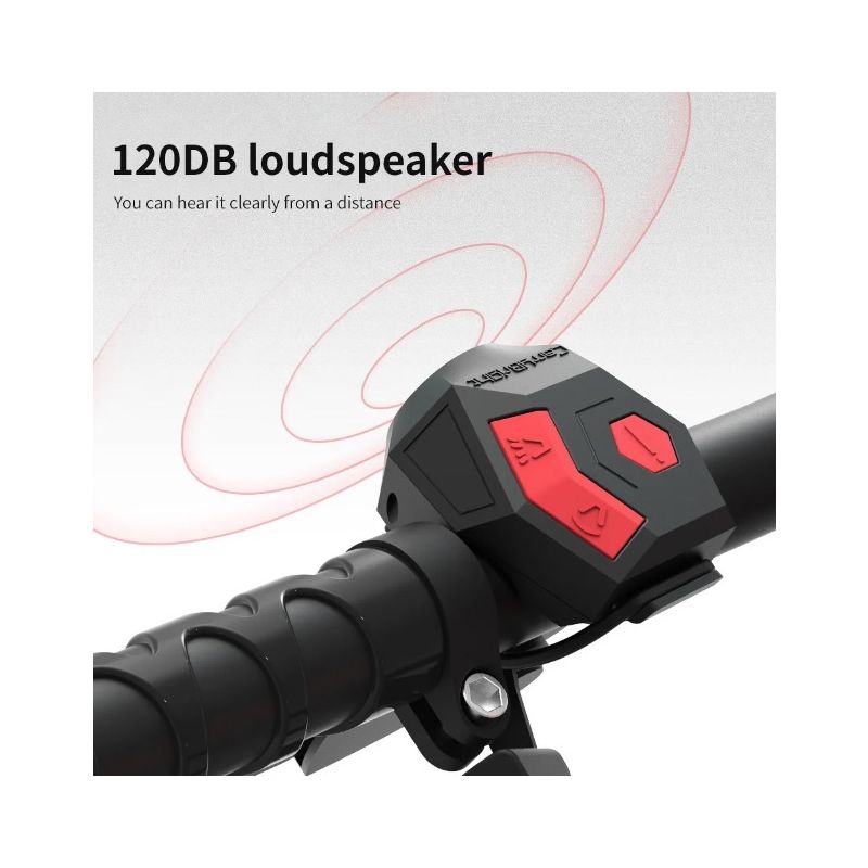 CarryBright CBH3 USB aufladbare 120dB Fahrradhupe mit Anti-Diebstahl-Alarm ideal für urbane Mobilität & Mountainbiking