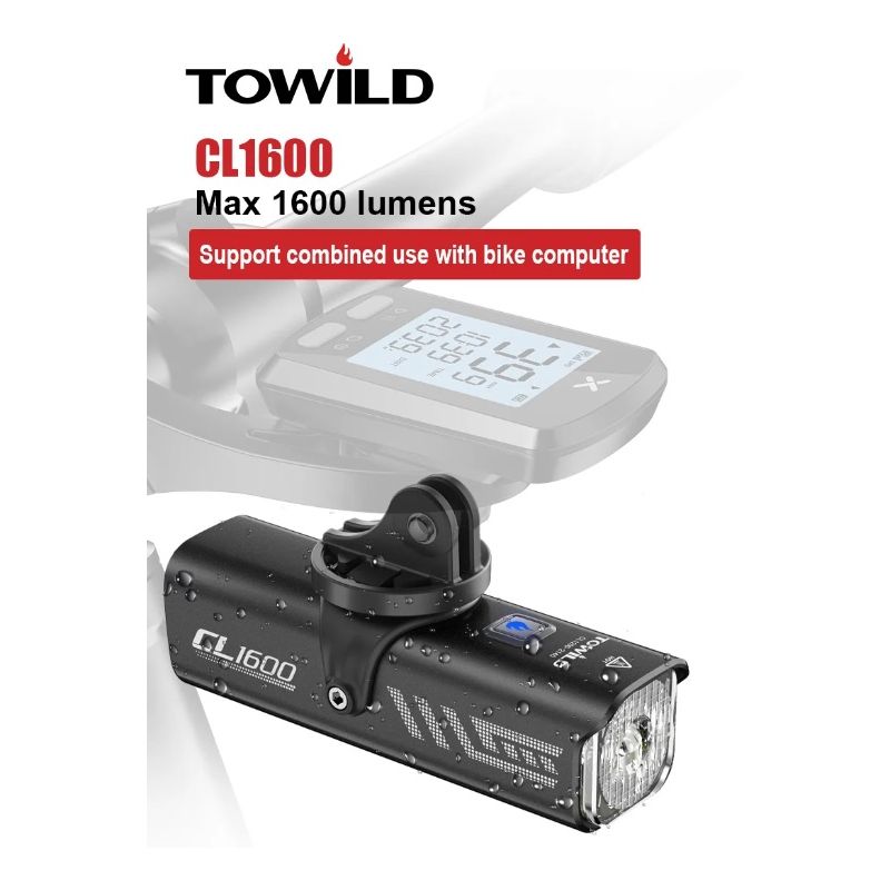 TOWILD CL1600 1600LM LED Fahrradleuchte USB wiederaufladbar mit 21700 Batterie für Nachtfahrten und Abenteuer