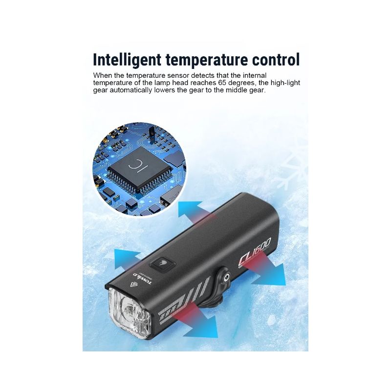 TOWILD CL1600 1600LM LED Fahrradleuchte USB wiederaufladbar mit 21700 Batterie für Nachtfahrten und Abenteuer