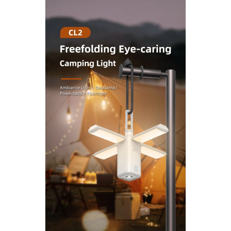 Klarus CL2 750 Lumen Freefolding Campinglicht augenschonende vielseitige Lampe mit 7 Lichtmodi und einstellbarem Winkel