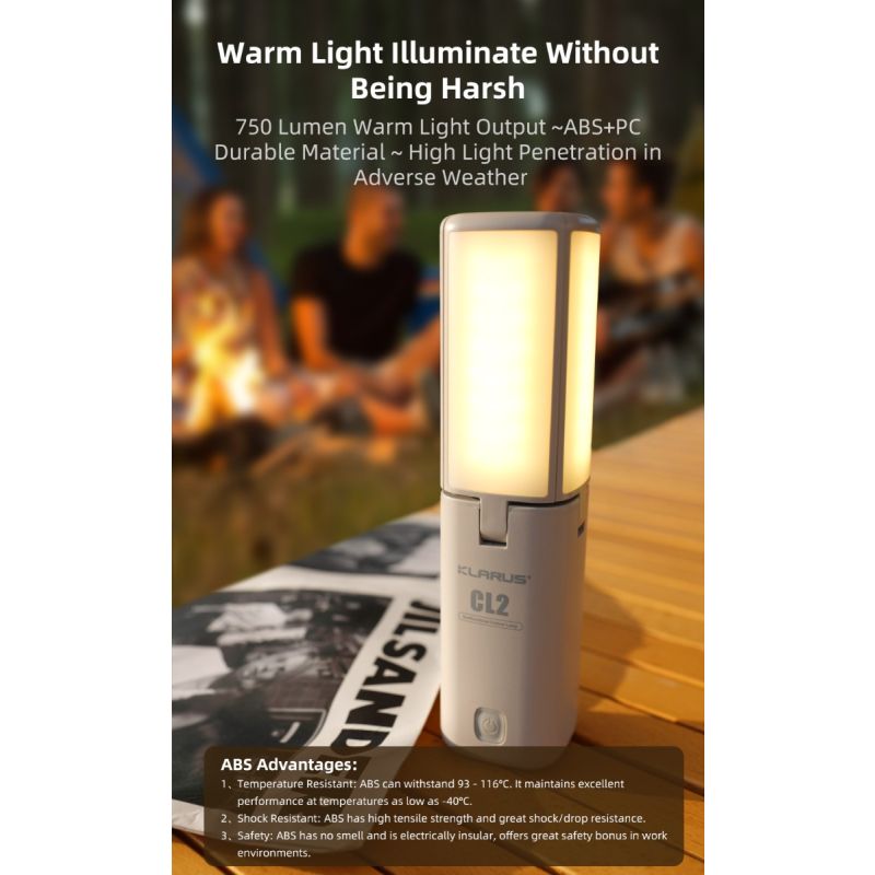 Klarus CL2 750 Lumen Freefolding Campinglicht augenschonende vielseitige Lampe mit 7 Lichtmodi und einstellbarem Winkel