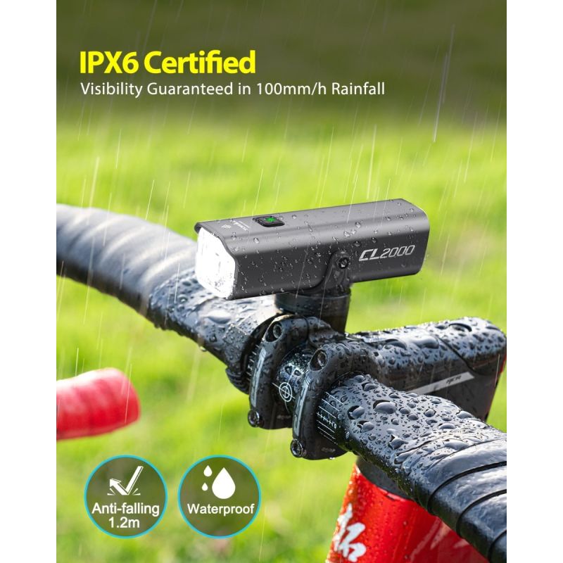 TOWILD CL2000 Fahrradlicht 2000 Lumen Superhell & Wasserdicht für sichere Nachtfahrt, MTB, Rennrad, Pendler