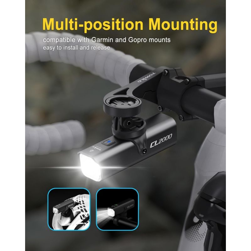 TOWILD CL2000 Fahrradlicht 2000 Lumen Superhell & Wasserdicht für sichere Nachtfahrt, MTB, Rennrad, Pendler