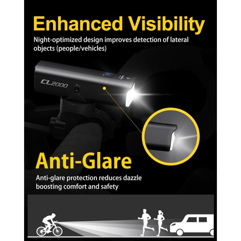 TOWILD CL2000 Fahrradlicht 2000 Lumen Superhell & Wasserdicht für sichere Nachtfahrt, MTB, Rennrad, Pendler