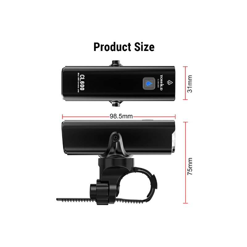 TOWILD CL600 Fahrradlicht Frontlampe LED USB wiederaufladbar 2000mAh wasserdichtes Design hohe Lumen