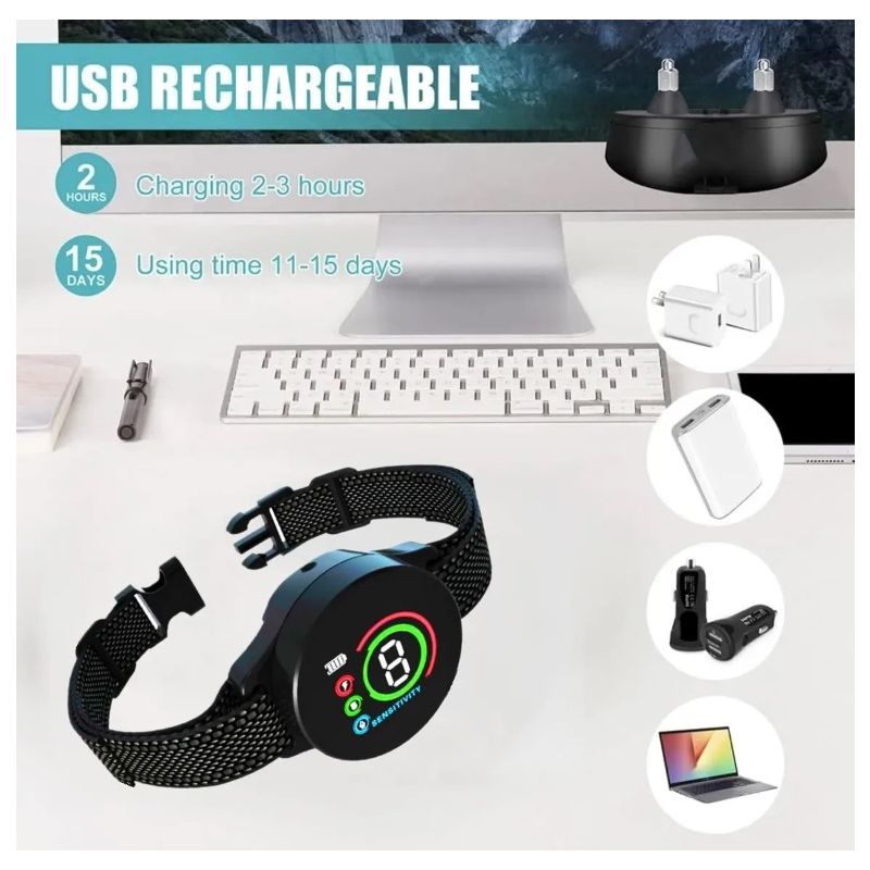 Intelligentes automatisches Anti-Bell-Hundehalsband mit fortschrittlichem Bellalgorithmus Wiederaufladbarer Rindenstopper