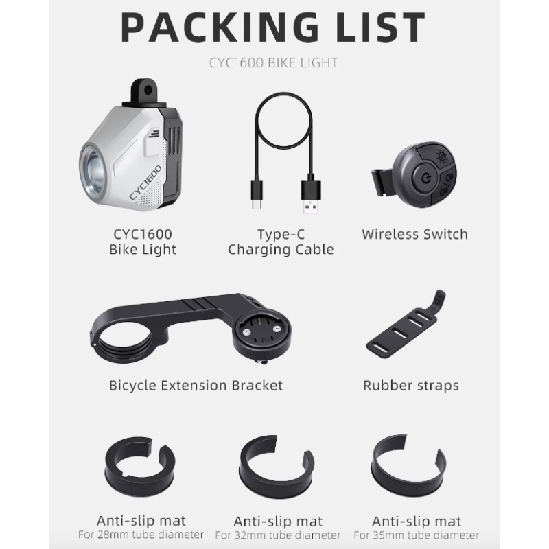 Hängen Cut-off Kabel Fahrrad Vorderlichter 1600LM mit drahtloser Fernbedienung für sichere Nachtfahrten