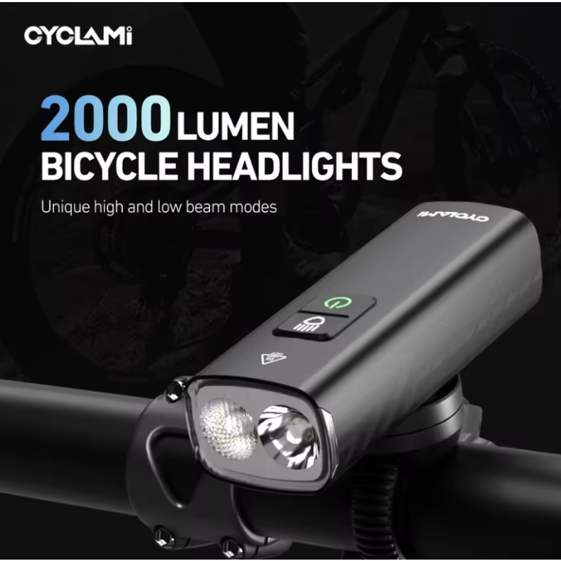 CYCLAMI BR2000 Fahrrad Frontlicht: 2000 Lumen Type-C Lenkerlicht für MTB, Rennrad & sichere Nachtfahrten