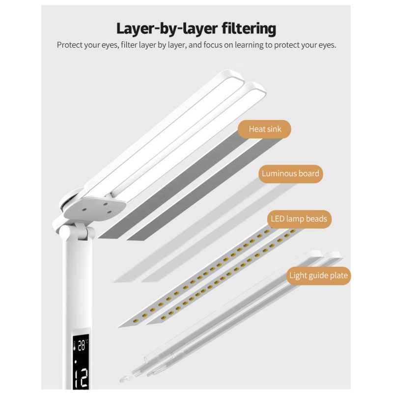 LED-Schreibtischlampe mit USB-Touch-Nachtlicht Stifthalter Multifunktions-Tischlampe für Augenschutz und mehr