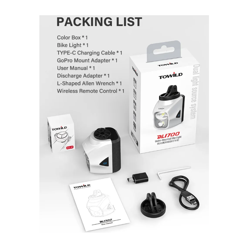 Dein TOWILD DLite 1700 Fahrradlicht: 1700 Lumen, USB aufladbar & wasserdicht Frontlicht zum Radfahren