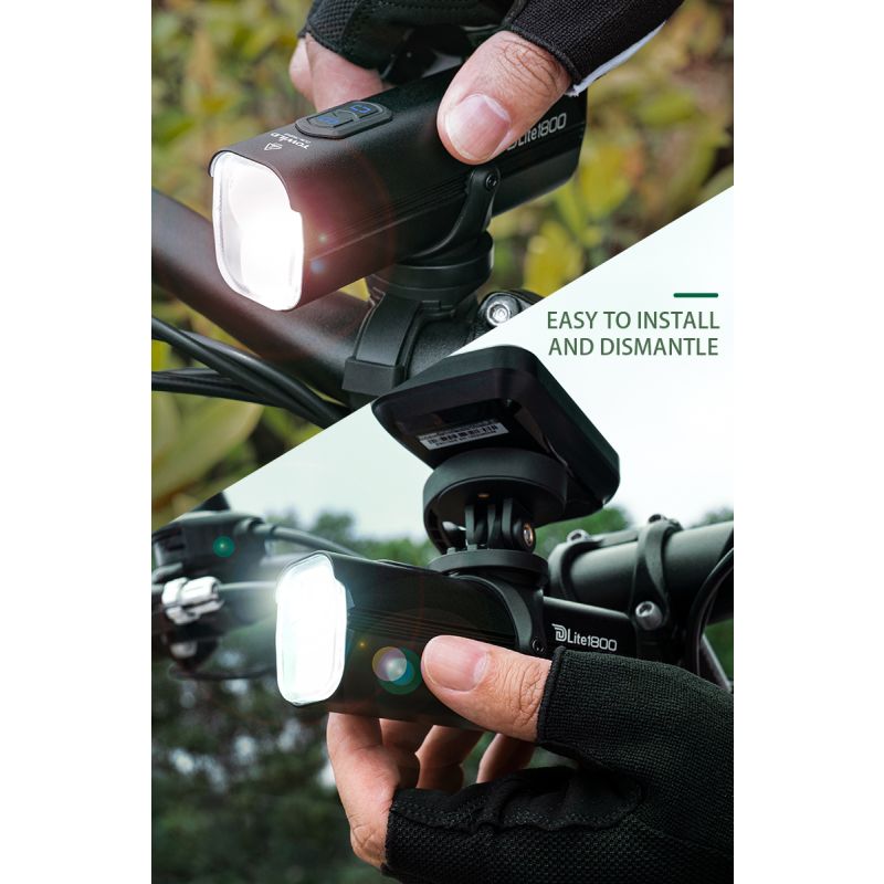 TOWILD DLite 1800 USB wiederaufladbare Frontlampe LED 2100 Lumen Fahrradsicherheit mit 5000mAh Akku