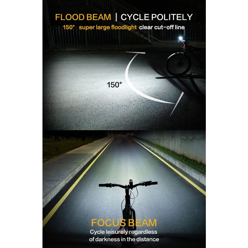 TOWILD DLite 1800 USB wiederaufladbare Frontlampe LED 2100 Lumen Fahrradsicherheit mit 5000mAh Akku