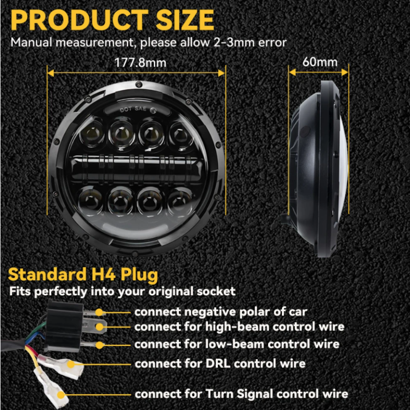 7 Zoll Motorrad LED Scheinwerfer Harley Jeep Wrangler Offroad 75W IP67 Wasserdicht Beam DRL Zubehör