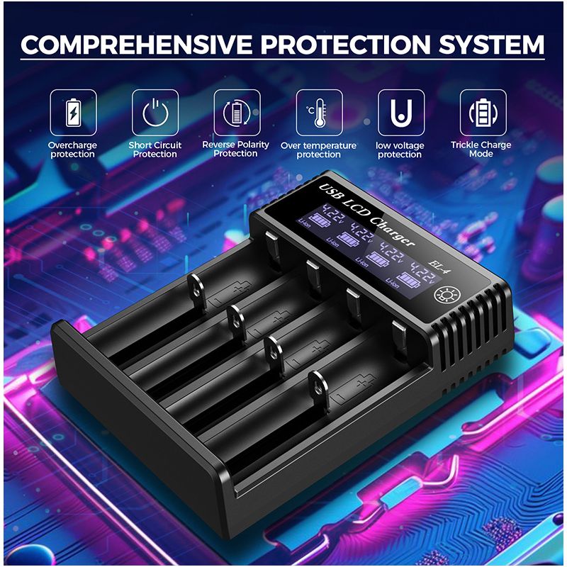 Vielseitiges USB LCD Batterie Smart Ladegerät für 18650 3,7 V und Ni-MH AA AAA mit intelligenter Ladestatusanzeige