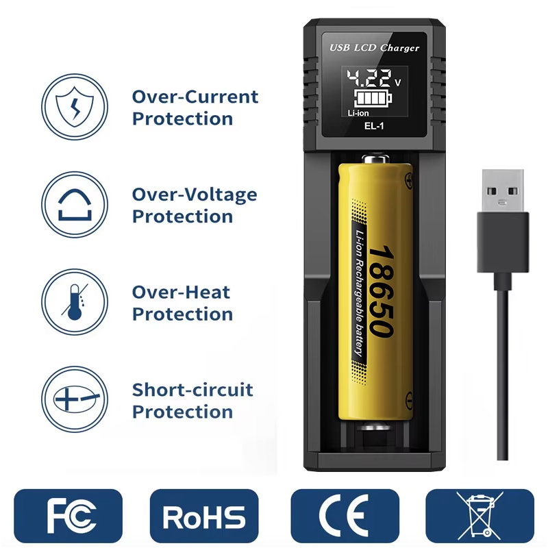 Vielseitiges USB LCD Batterie Smart Ladegerät für 18650 3,7 V und Ni-MH AA AAA mit intelligenter Ladestatusanzeige