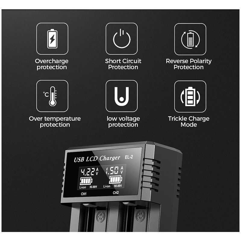 Vielseitiges USB LCD Batterie Smart Ladegerät für 18650 3,7 V und Ni-MH AA AAA mit intelligenter Ladestatusanzeige