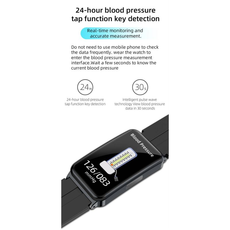 EP01 Smartwatch Blutzucker EKG PPG HRV: Herzfrequenz, Temperatur, Fitness-Tracker, wasserdicht für Gesundheit