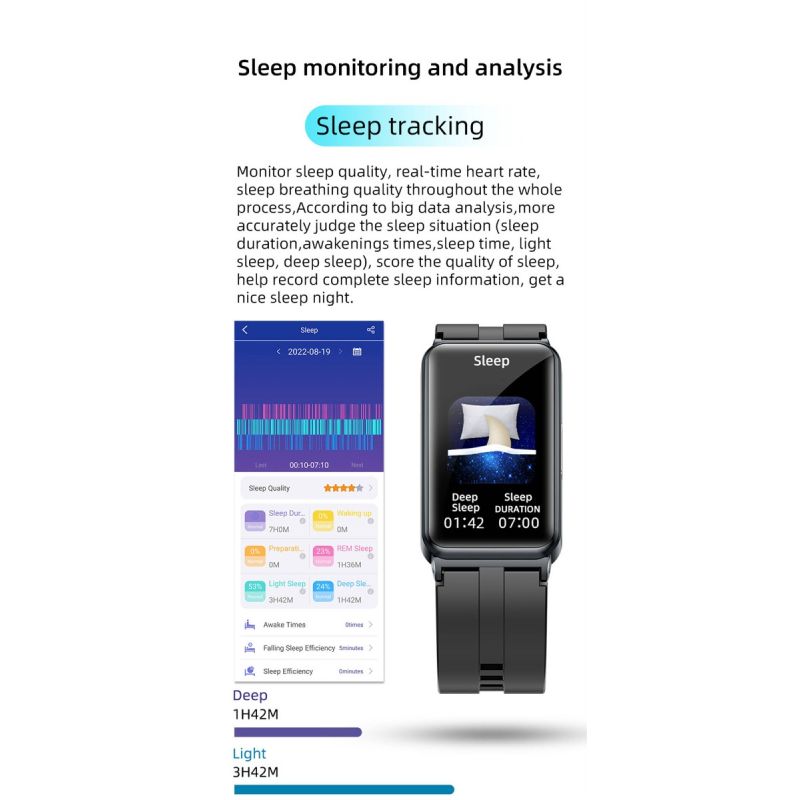 EP01 Smartwatch Blutzucker EKG PPG HRV: Herzfrequenz, Temperatur, Fitness-Tracker, wasserdicht für Gesundheit