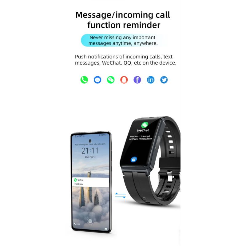 EP01 Smartwatch Blutzucker EKG PPG HRV: Herzfrequenz, Temperatur, Fitness-Tracker, wasserdicht für Gesundheit