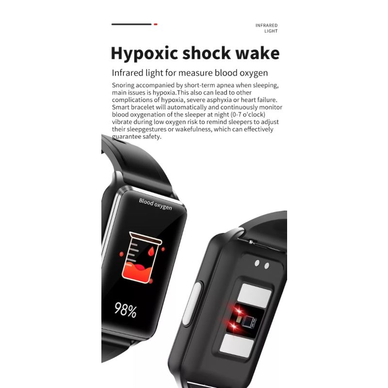 EP02 Smartwatch EKG Blutzucker Herzfrequenz Fitness-Tracker. HD, wasserdicht, Temperatur, Schlaf, HRV