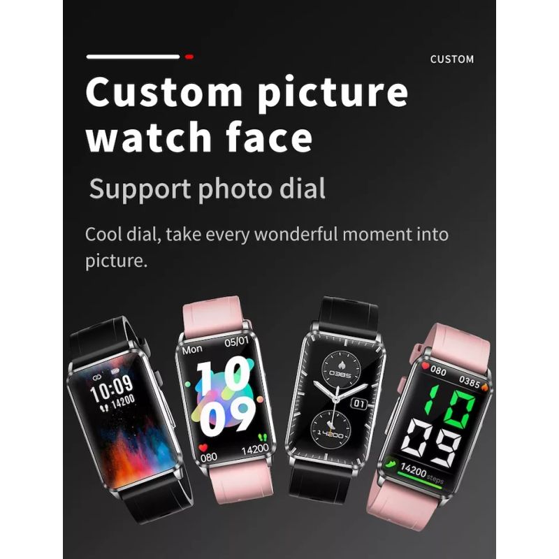 EP02 Smartwatch EKG Blutzucker Herzfrequenz Fitness-Tracker. HD, wasserdicht, Temperatur, Schlaf, HRV