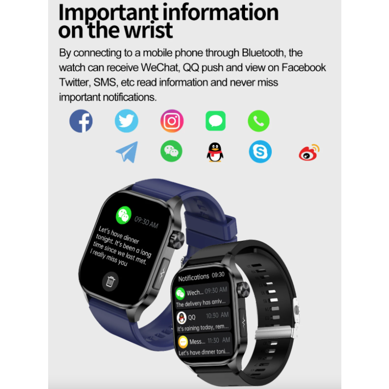 E580 Smartwatch: Blutzucker, EKG, Herzfrequenz, Blutdruck - IP68 Gesundheitsuhr