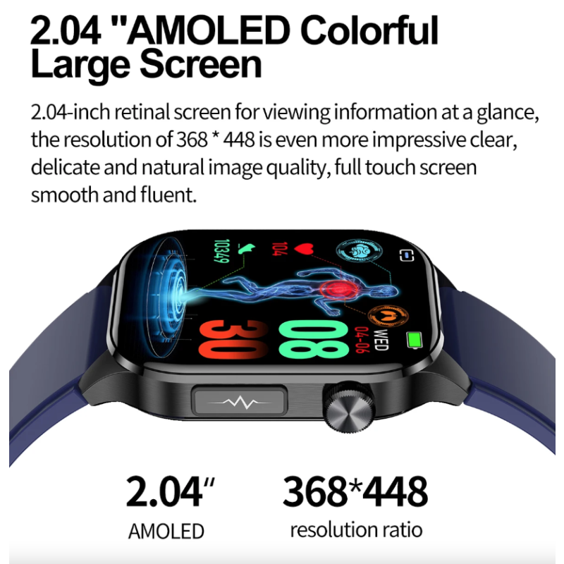 E580 Smartwatch: Blutzucker, EKG, Herzfrequenz, Blutdruck - IP68 Gesundheitsuhr