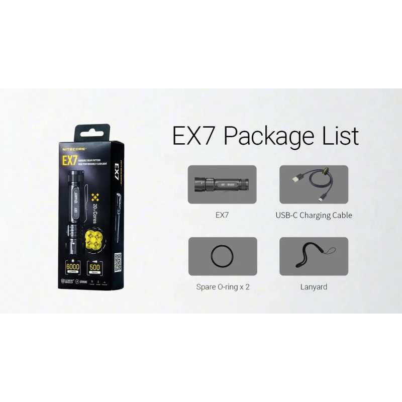 Nitecore EX7 Taschenlampe 6000 Lumen | Extrem Hell & USB-C Wiederaufladbar für Outdoor, Suche