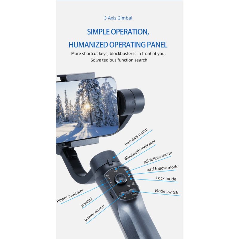 F10 Pro Stabilisator Benutzerfreundlicher 3-Achsen-Gimbal für fesselnde Vlogs und Fotografie mit Android & iPhone