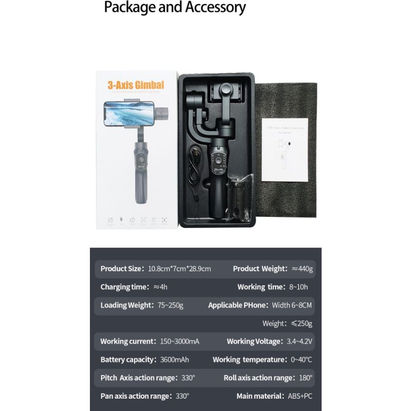 F10 Pro Stabilisator Benutzerfreundlicher 3-Achsen-Gimbal für fesselnde Vlogs und Fotografie mit Android & iPhone