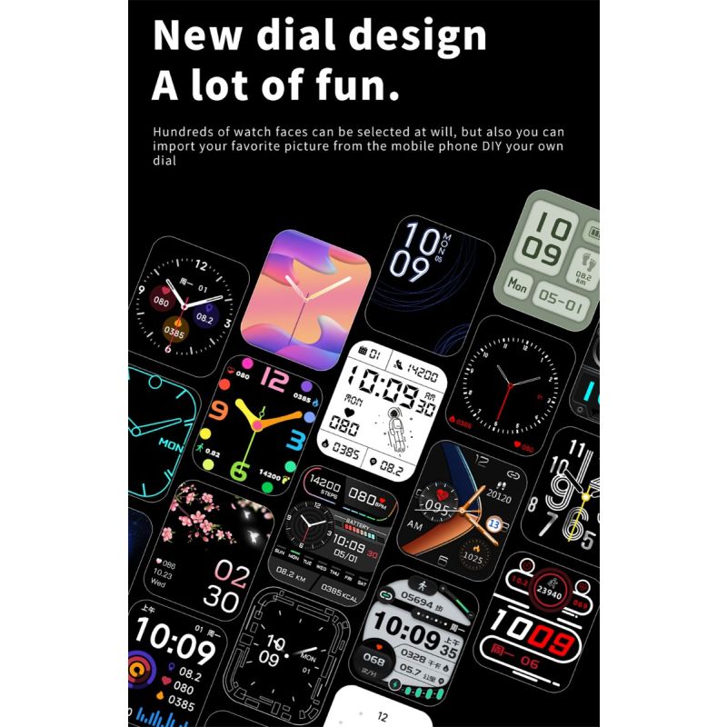 F57L Blutzucker Smartwatch Blutdruck Herzfrequenz Sport Gesundheitsuhr Fitness Tracker Android iOS IP67 Blut Glukose