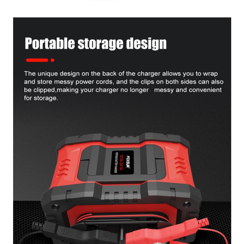 FOXSUR 20A Tragbares Autobatterieladegerät 12V 24V AGM LiFePO4 mit CPU 7-Stufige Ladefunktion Zuverlässige Leistung
