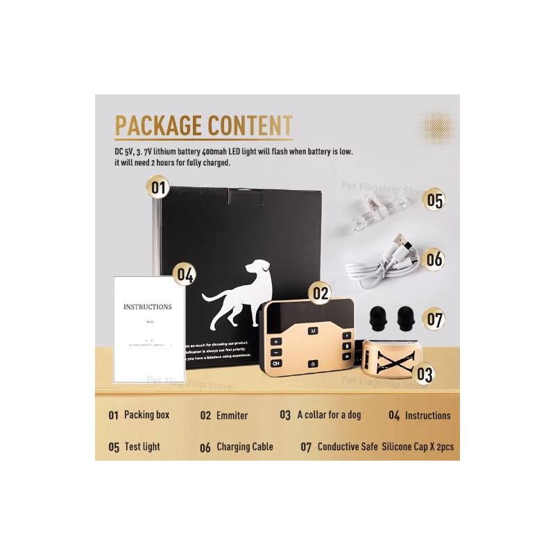 Kabelloser Elektronischer Hundezaun Elektroschocker Trainingshalsband 2-in-1 Haustiergerät für Haustiersicherheit