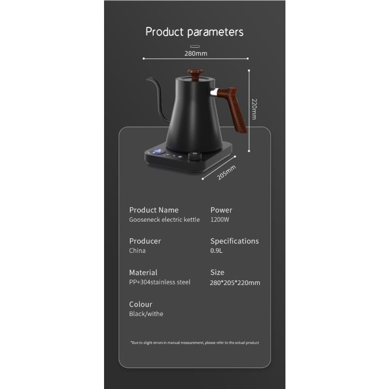 Elektrischer Schwanenhals-Wasserkocher 1200 Watt mit Echtzeit-Temperaturregelung für perfekte Tee- und Kaffeezubereitung