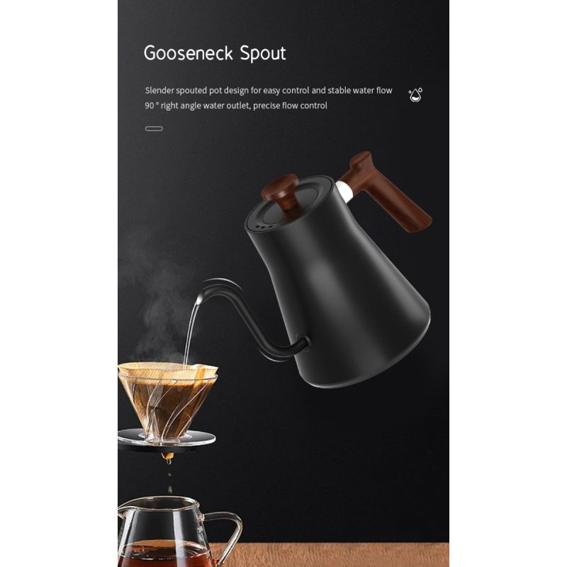 Elektrischer Schwanenhals-Wasserkocher 1200 Watt mit Echtzeit-Temperaturregelung für perfekte Tee- und Kaffeezubereitung