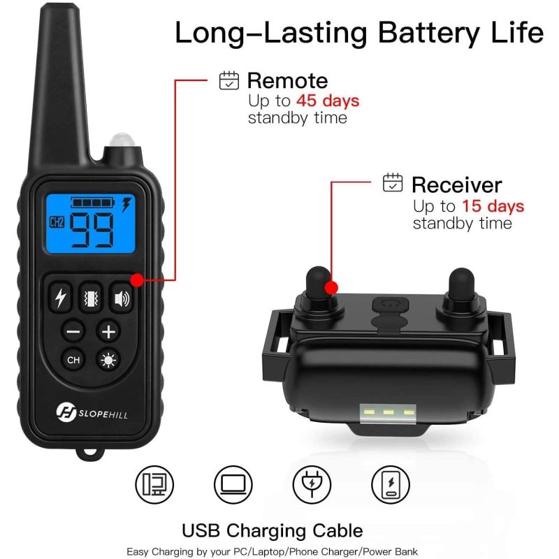 800m Elektrischer Hunde Trainingskragen mit PET Fernbedienung wasserdicht LCD-Anzeige für sicheres Training