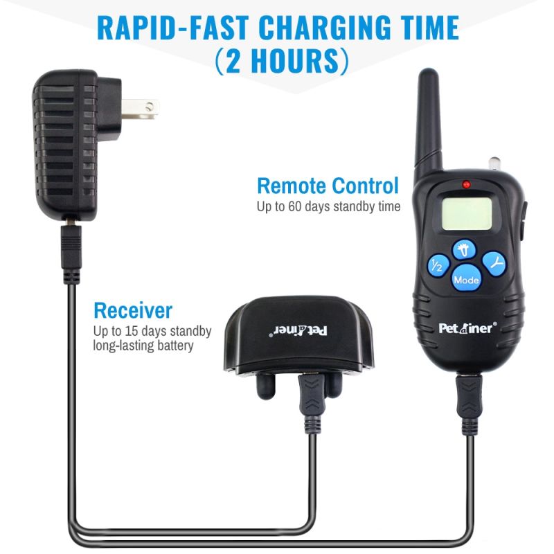 Petrainer 998D Fernsteuerungshundehalsband mit LCD-Display 300m Reichweite wasserdichter Empfänger
