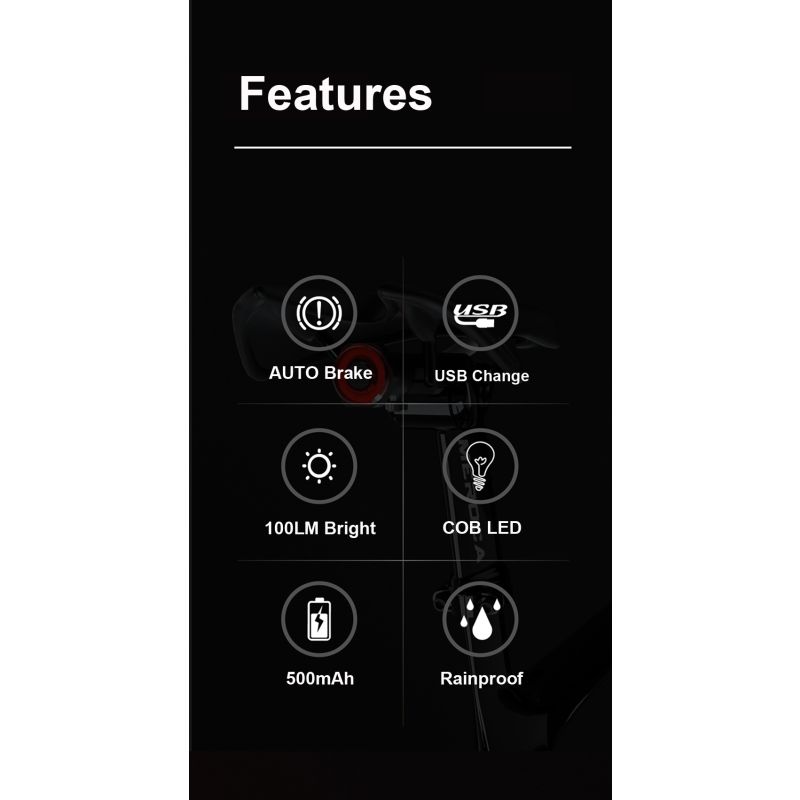 Smart Fahrrad Rücklicht Super Eins LED Sicherheitslicht IPX6 Wasserdicht mit Auto Start Stopp und Bremslicht