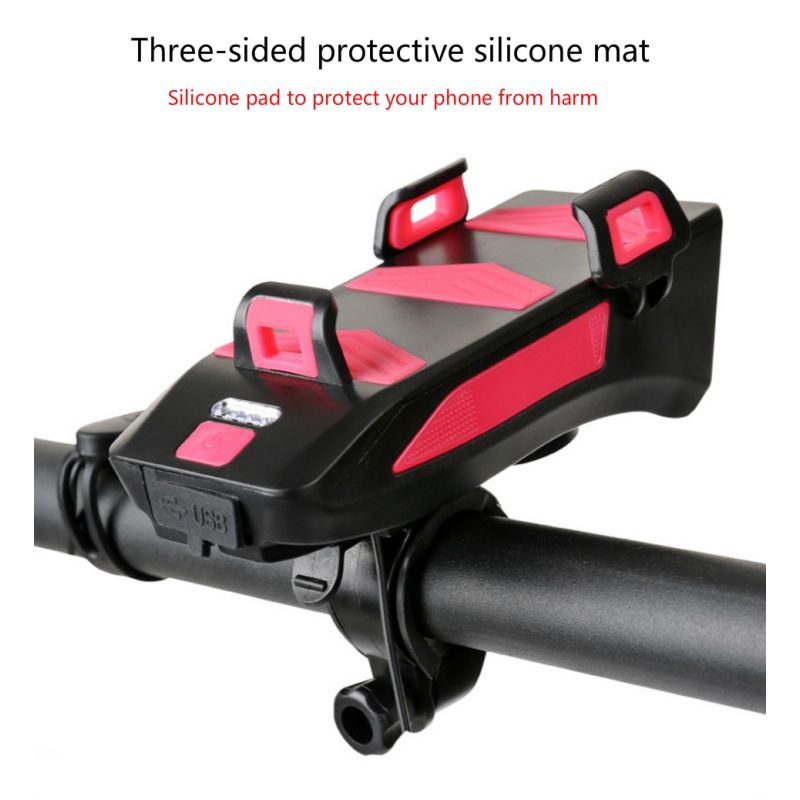 Multifunktionales 4 in 1 Fahrradlicht 800 Lumen mit Fahrradhorn Telefonhalter Powerbank Fahrrad Zubehör