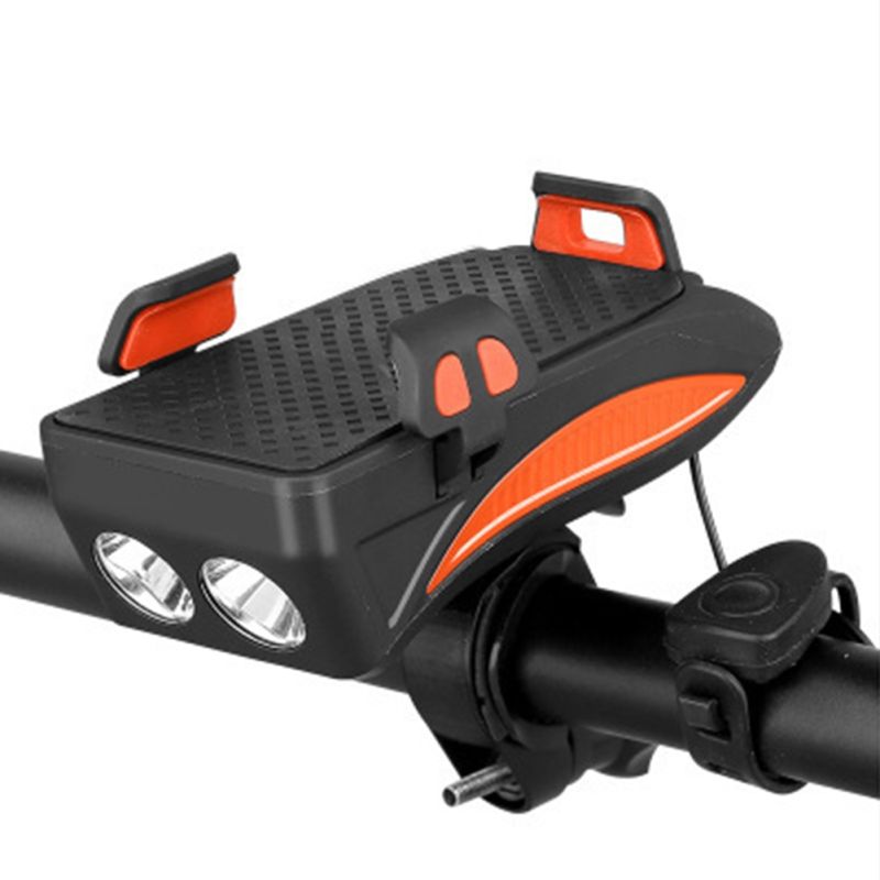 Multifunktions-Fahrradlicht LED Fahrrad-Kopflampe USB wiederaufladbar mit Handyhalter und lauter Fahrradhupe