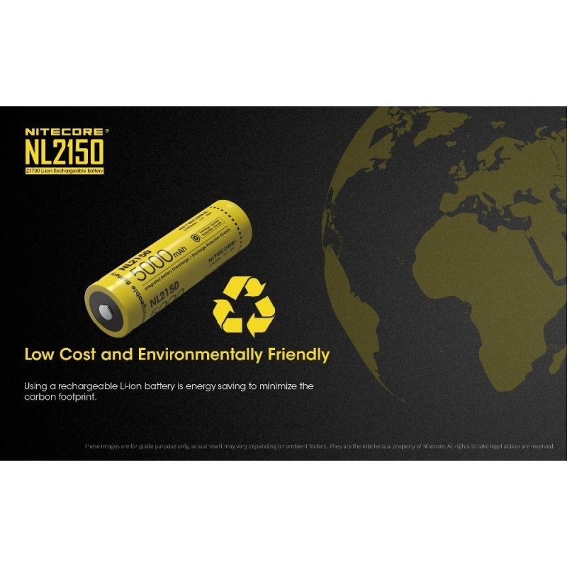 NITECORE NL2150 5000mAh 3.6V Li-Ion 21700 langlebiger Akku für Outdoor-Ausrüstung und tragbare Elektronik