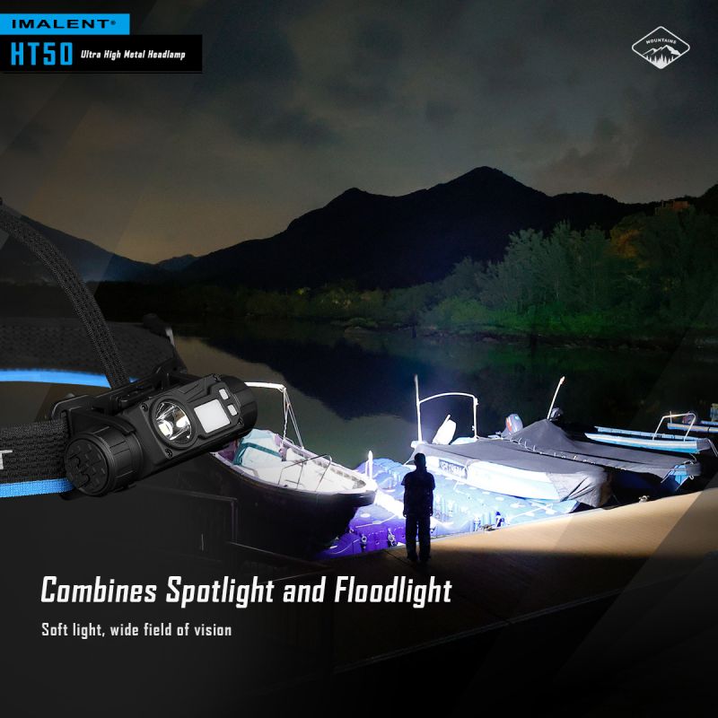 IMALENT HT50 LED-Stirnlampe mit doppelte Lichtquellen wiederaufladbare Stirnlampe für Camping und Outdoor-Abenteuer