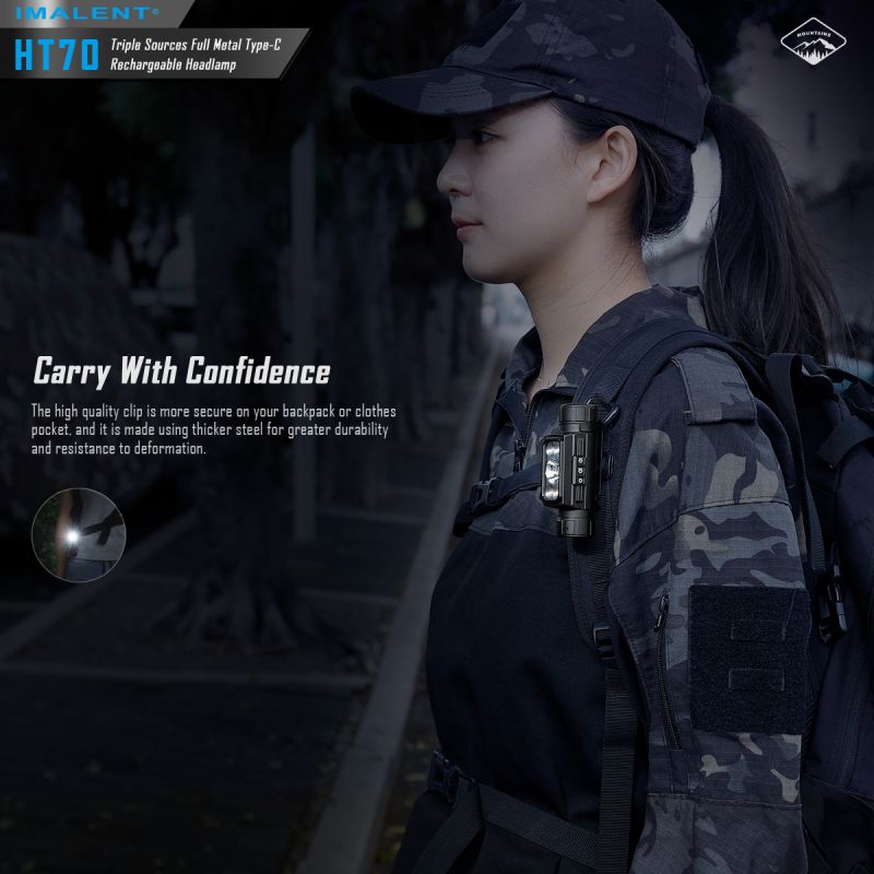 IMALENT HT70 Stirnlampe drei Lichtquellen 3500 Lumen ergonomisches Design vielseitige Betriebsmodi robust