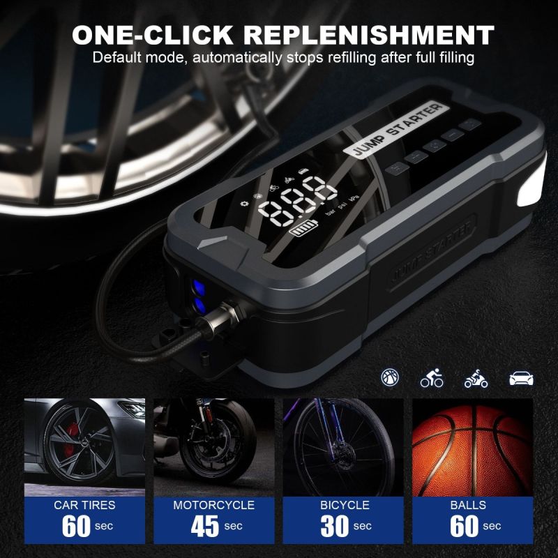 Starthilfe-Powerbank tragbares Ladegerät mit Notbeleuchtung 12V-Starthilfe für 4.0l Benzin 2.5l Dieselmotoren 150 PSI