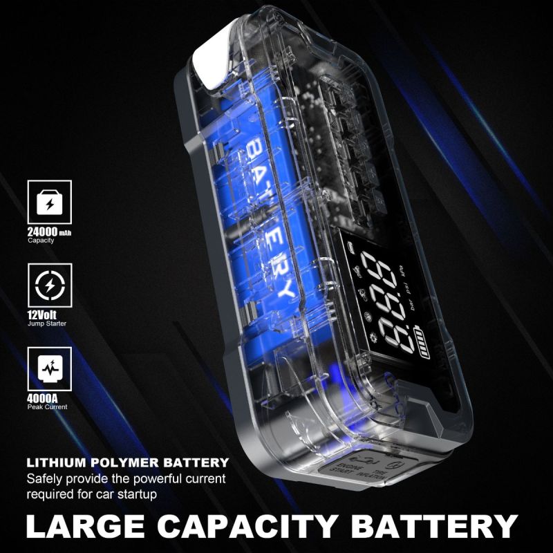 Starthilfe-Powerbank tragbares Ladegerät mit Notbeleuchtung 12V-Starthilfe für 4.0l Benzin 2.5l Dieselmotoren 150 PSI