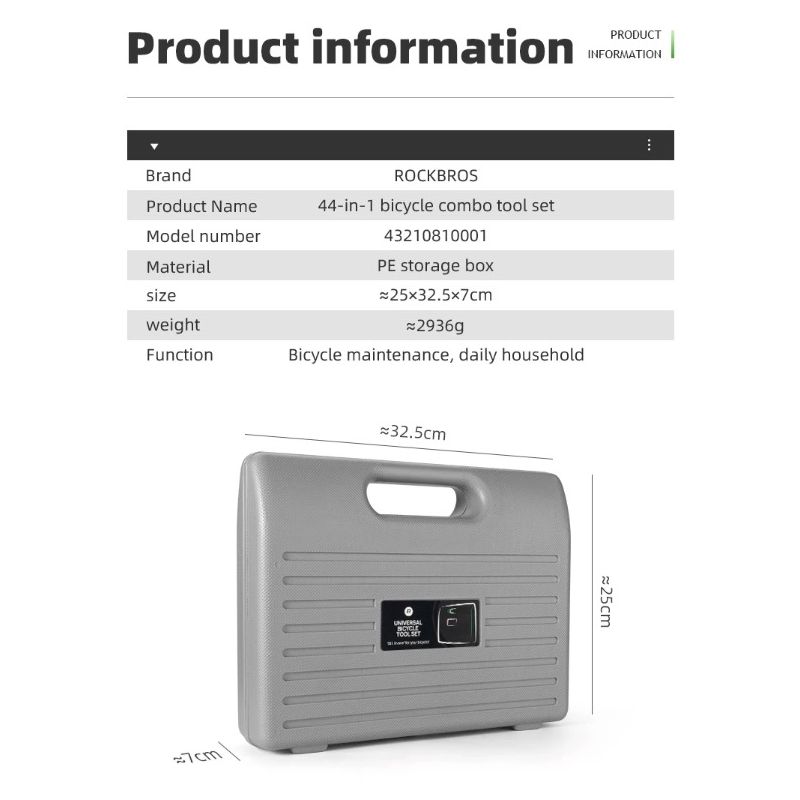 ROCKBROS Fahrrad-Reparaturwerkzeug-Set Multifunktionales Reparaturset aus langlebigem Kohlenstoffstahl